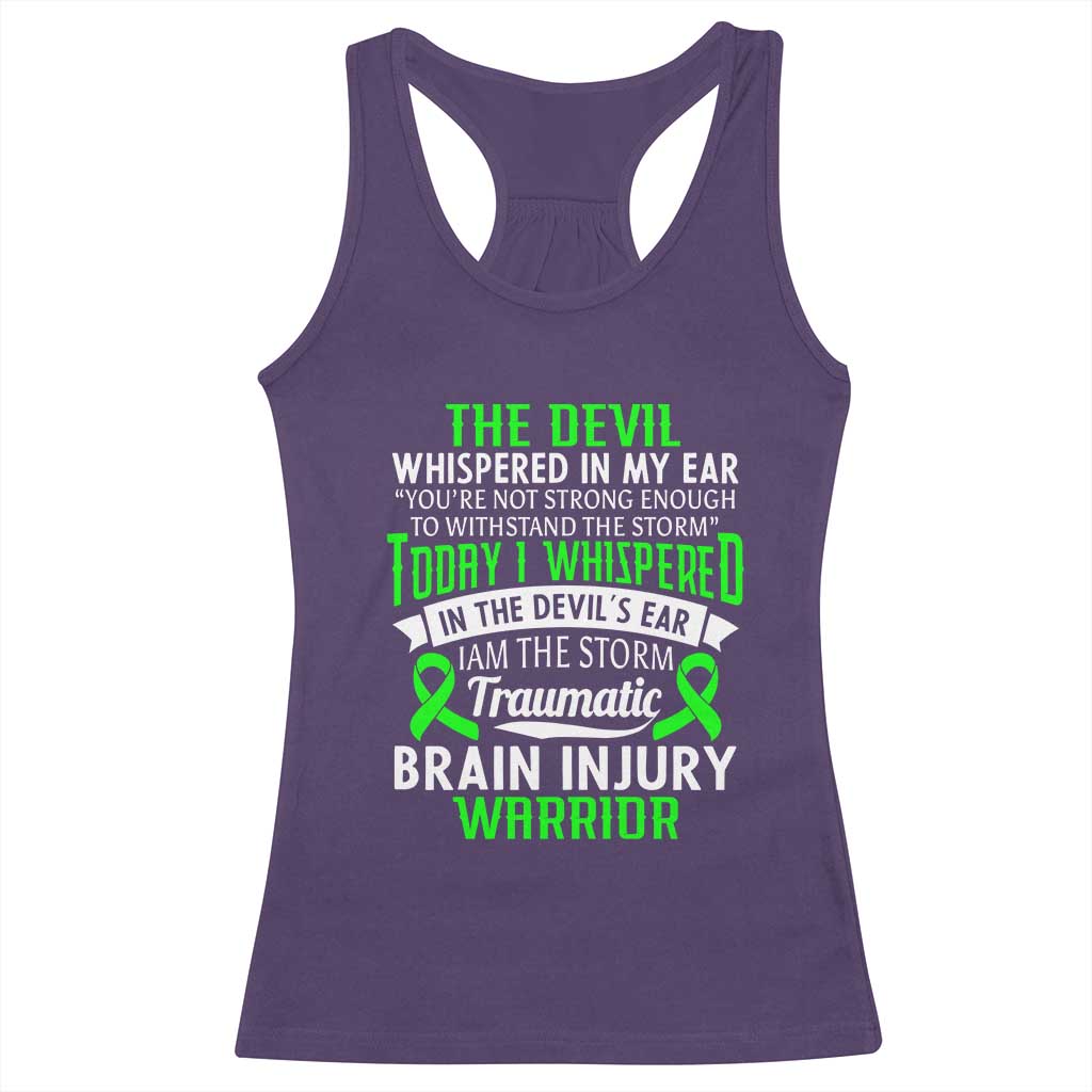 Traumatic Brain Injury Awareness Racerback Tank Top TBI Warrior I Am The Storm TS02 Purple Print Your Wear