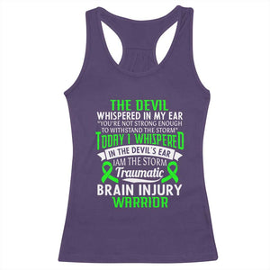 Traumatic Brain Injury Awareness Racerback Tank Top TBI Warrior I Am The Storm TS02 Purple Print Your Wear