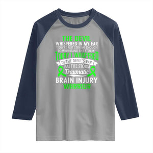 Traumatic Brain Injury Awareness Raglan Shirt TBI Warrior I Am The Storm TS02 Sport Gray Navy Print Your Wear