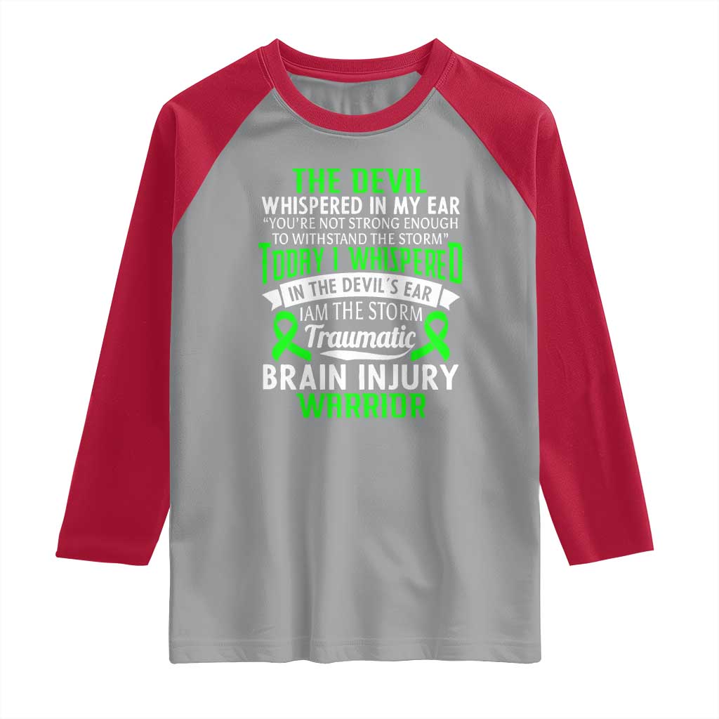 Traumatic Brain Injury Awareness Raglan Shirt TBI Warrior I Am The Storm TS02 Sport Gray Red Print Your Wear