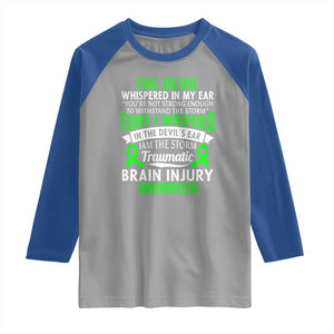 Traumatic Brain Injury Awareness Raglan Shirt TBI Warrior I Am The Storm TS02 Sport Gray Royal Print Your Wear