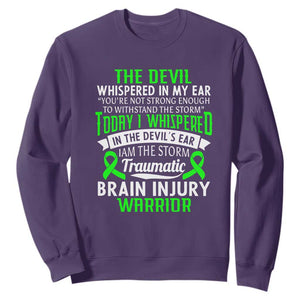 Traumatic Brain Injury Awareness Sweatshirt TBI Warrior I Am The Storm TS02 Purple Print Your Wear
