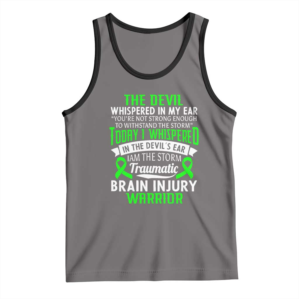 Traumatic Brain Injury Awareness Tank Top TBI Warrior I Am The Storm TS02 Deep Heather Black Print Your Wear