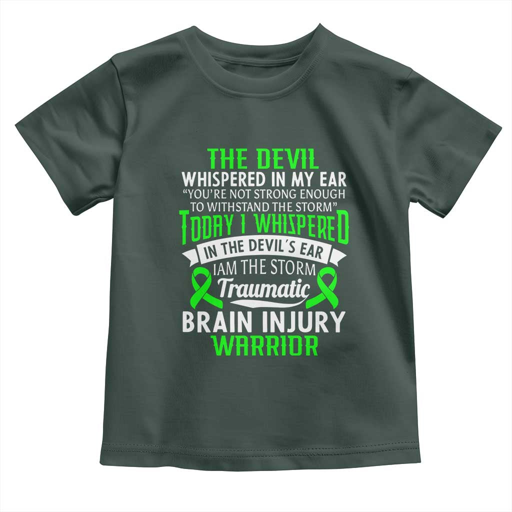 Traumatic Brain Injury Awareness Toddler T Shirt TBI Warrior I Am The Storm TS02 Dark Forest Green Print Your Wear