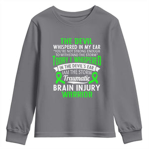 Traumatic Brain Injury Awareness Youth Sweatshirt TBI Warrior I Am The Storm TS02 Charcoal Print Your Wear