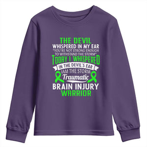 Traumatic Brain Injury Awareness Youth Sweatshirt TBI Warrior I Am The Storm TS02 Purple Print Your Wear