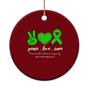 Traumatic Brain Injury Awareness Ceramic Ornament Peace Love Cure TBI Warrior TS02 1pc Red Print Your Wear