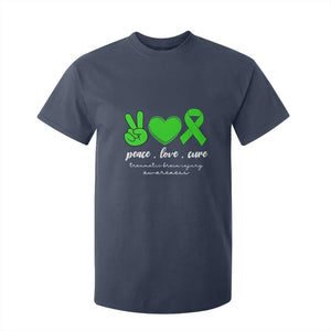 Traumatic Brain Injury Awareness T Shirt For Kid Peace Love Cure TBI Warrior TS02 Navy Print Your Wear