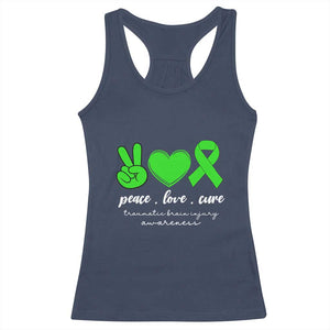Traumatic Brain Injury Awareness Racerback Tank Top Peace Love Cure TBI Warrior TS02 Navy Print Your Wear