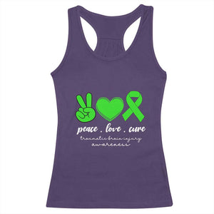 Traumatic Brain Injury Awareness Racerback Tank Top Peace Love Cure TBI Warrior TS02 Purple Print Your Wear
