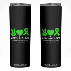 Traumatic Brain Injury Awareness Skinny Tumbler Peace Love Cure TBI Warrior TS02 Black Print Your Wear
