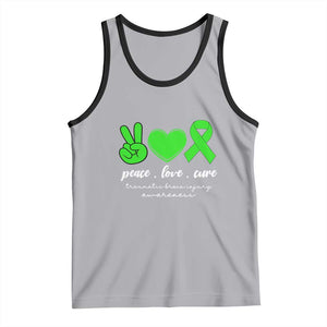 Traumatic Brain Injury Awareness Tank Top Peace Love Cure TBI Warrior TS02 Athletic Heather Black Print Your Wear