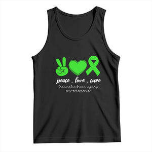 Traumatic Brain Injury Awareness Tank Top Peace Love Cure TBI Warrior TS02 Black Print Your Wear