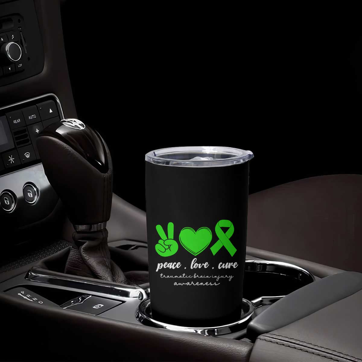 Traumatic Brain Injury Awareness Tumbler Cup Peace Love Cure TBI Warrior TS02 Print Your Wear