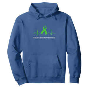 Traumatic Brain Injury Awareness Hoodie TBI Warrior Heartbeat Green Ribbon TS02 Royal Blue Print Your Wear
