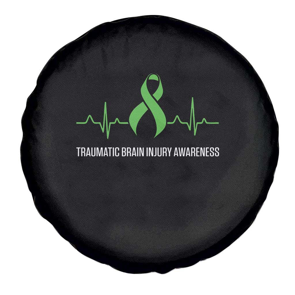 Traumatic Brain Injury Awareness Spare Tire Cover TBI Warrior Heartbeat Green Ribbon TS02 Print Your Wear
