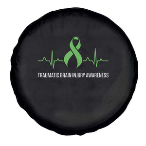 Traumatic Brain Injury Awareness Spare Tire Cover TBI Warrior Heartbeat Green Ribbon TS02 Print Your Wear