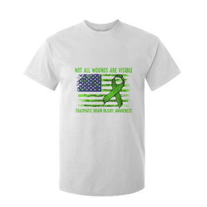 Traumatic Brain Injury Awareness T Shirt For Kid Not All Wounds Are Visible TBI Warrior American Flag TS02 White Print Your Wear