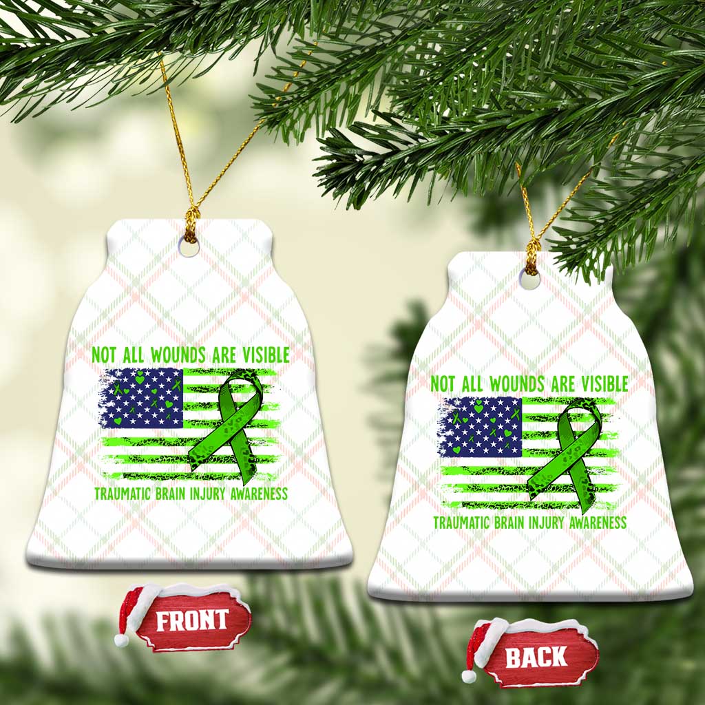 Traumatic Brain Injury Awareness Ceramic Ornament Not All Wounds Are Visible TBI Warrior American Flag TS02 Print Your Wear