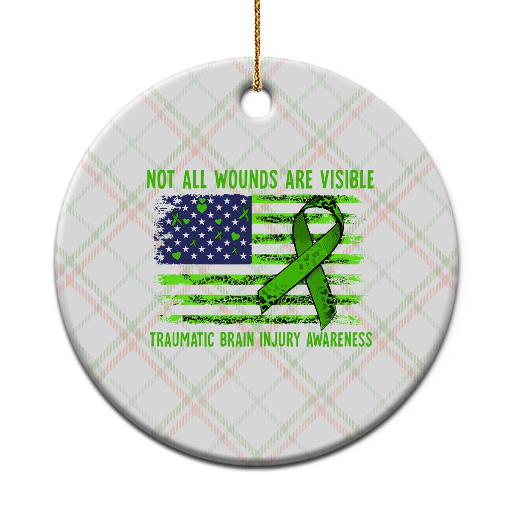 Traumatic Brain Injury Awareness Ceramic Ornament Not All Wounds Are Visible TBI Warrior American Flag TS02 1pc Christmas Plaid Print Your Wear
