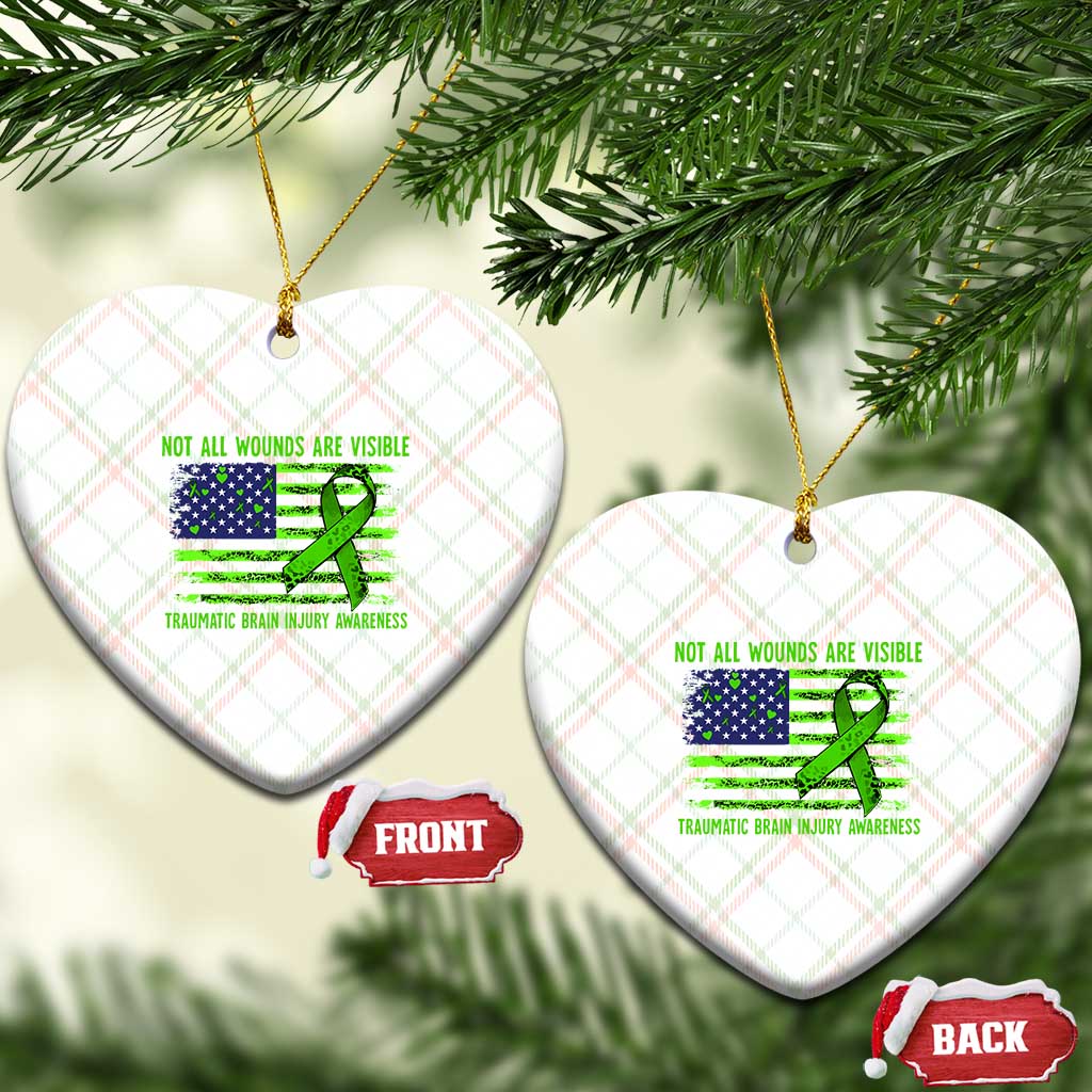 Traumatic Brain Injury Awareness Ceramic Ornament Not All Wounds Are Visible TBI Warrior American Flag TS02 Print Your Wear