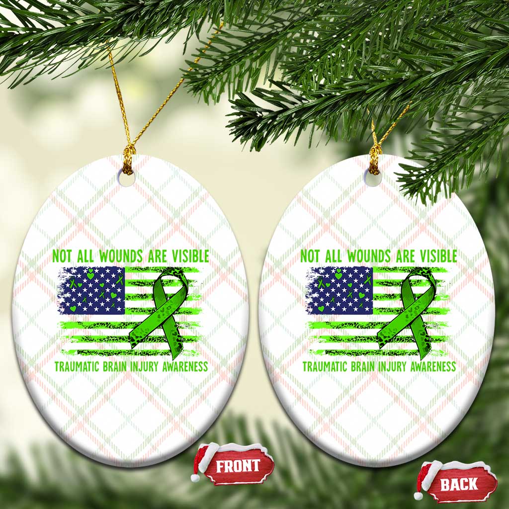 Traumatic Brain Injury Awareness Ceramic Ornament Not All Wounds Are Visible TBI Warrior American Flag TS02 Print Your Wear