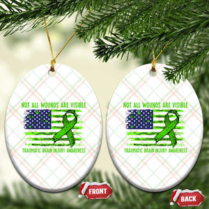 Traumatic Brain Injury Awareness Ceramic Ornament Not All Wounds Are Visible TBI Warrior American Flag TS02 Print Your Wear