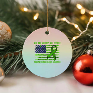 Traumatic Brain Injury Awareness Ceramic Ornament Not All Wounds Are Visible TBI Warrior American Flag TS02 1pc Pastel Print Your Wear