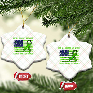 Traumatic Brain Injury Awareness Ceramic Ornament Not All Wounds Are Visible TBI Warrior American Flag TS02 Print Your Wear