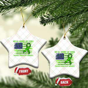 Traumatic Brain Injury Awareness Ceramic Ornament Not All Wounds Are Visible TBI Warrior American Flag TS02 Print Your Wear