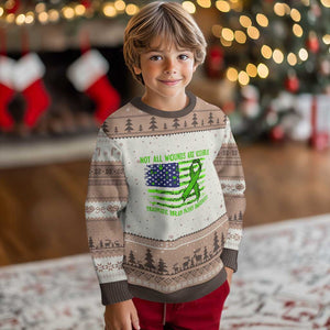 Traumatic Brain Injury Awareness Ugly Christmas Sweater Not All Wounds Are Visible TBI Warrior American Flag TS02 Mocha Mousse Print Your Wear