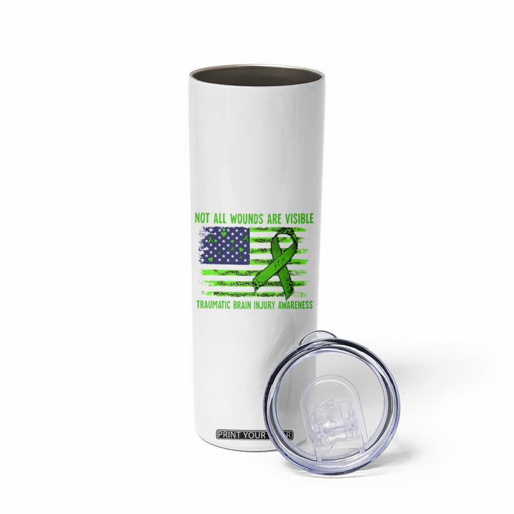 Traumatic Brain Injury Awareness Skinny Tumbler Not All Wounds Are Visible TBI Warrior American Flag TS02 Print Your Wear