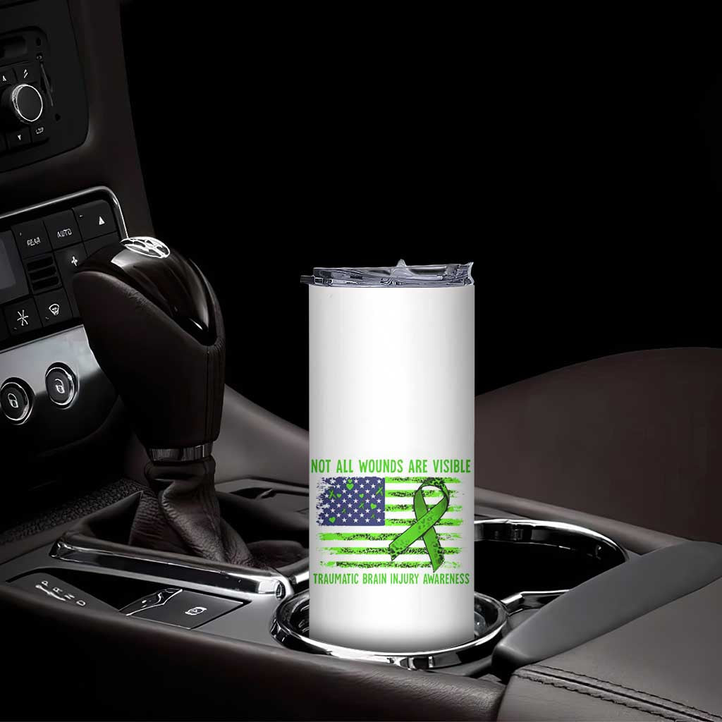 Traumatic Brain Injury Awareness Skinny Tumbler Not All Wounds Are Visible TBI Warrior American Flag TS02 Print Your Wear