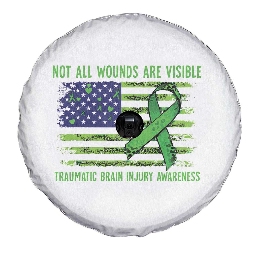 Traumatic Brain Injury Awareness Spare Tire Cover Not All Wounds Are Visible TBI Warrior American Flag TS02 Print Your Wear