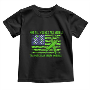 Traumatic Brain Injury Awareness Toddler T Shirt Not All Wounds Are Visible TBI Warrior American Flag TS02 Black Print Your Wear