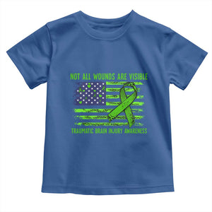Traumatic Brain Injury Awareness Toddler T Shirt Not All Wounds Are Visible TBI Warrior American Flag TS02 Royal Blue Print Your Wear
