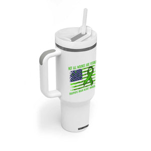 Traumatic Brain Injury Awareness Tumbler With Handle Not All Wounds Are Visible TBI Warrior American Flag TS02 Print Your Wear