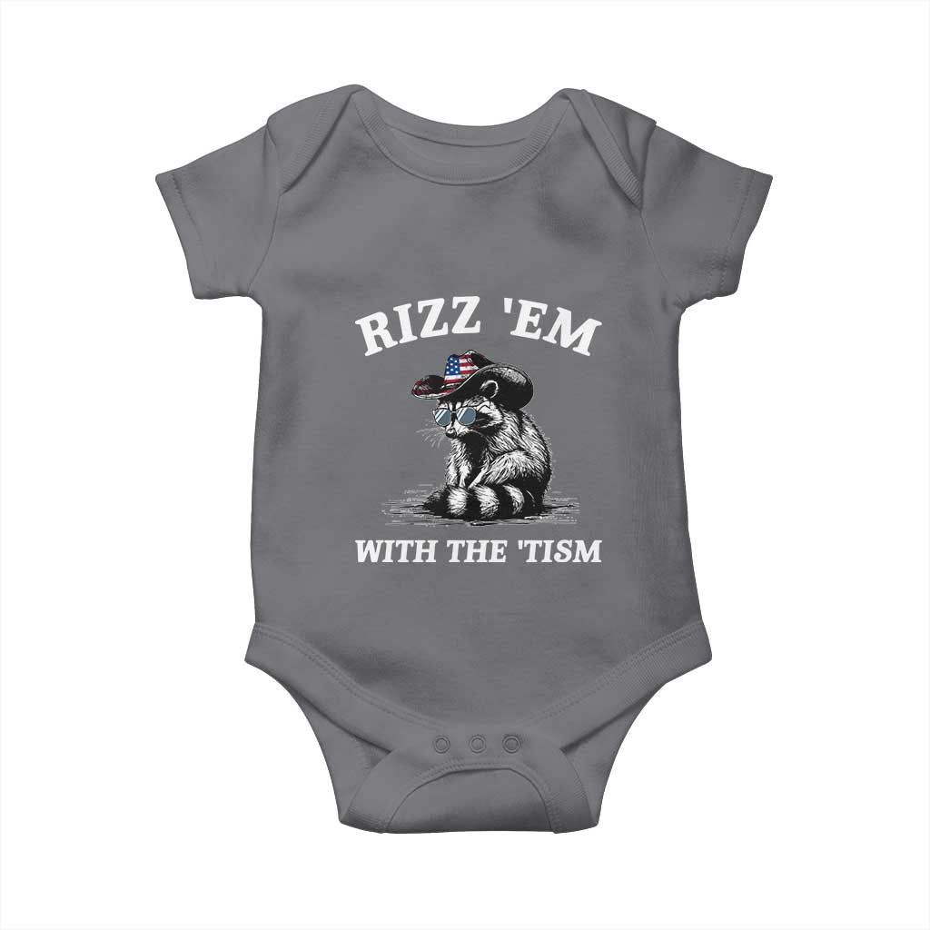 Autism Racoon Cowboy Baby Onesie Rizz Em With The Tism TS02 Charcoal Print Your Wear