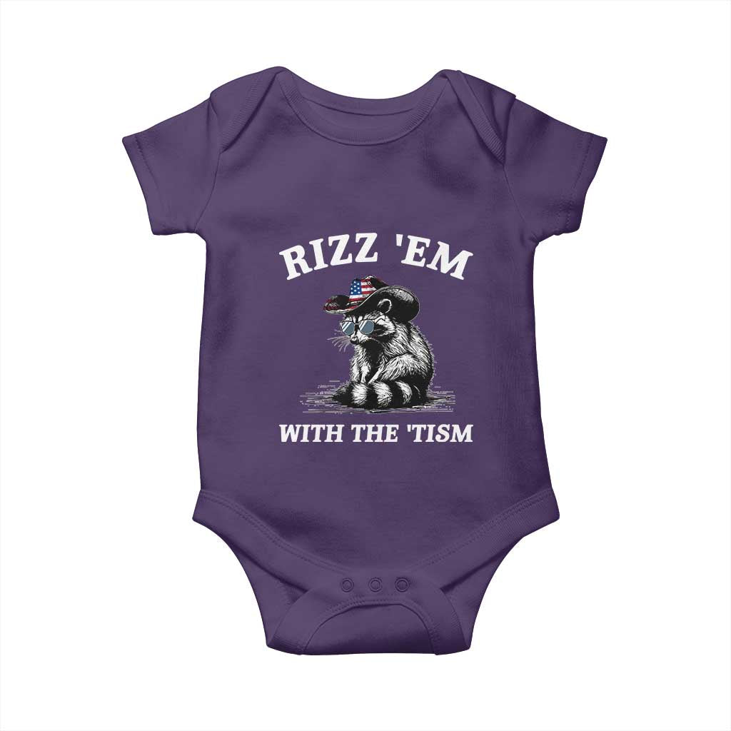 Autism Racoon Cowboy Baby Onesie Rizz Em With The Tism TS02 Purple Print Your Wear