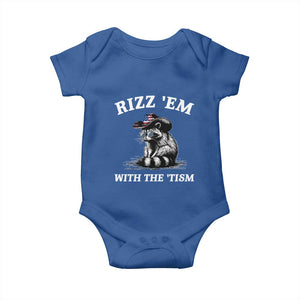 Autism Racoon Cowboy Baby Onesie Rizz Em With The Tism TS02 Royal Blue Print Your Wear