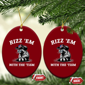 Autism Racoon Cowboy Ceramic Ornament Rizz Em With The Tism TS02 Print Your Wear
