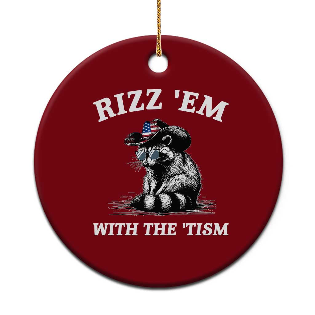 Autism Racoon Cowboy Ceramic Ornament Rizz Em With The Tism TS02 1pc Red Print Your Wear