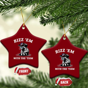 Autism Racoon Cowboy Ceramic Ornament Rizz Em With The Tism TS02 Print Your Wear