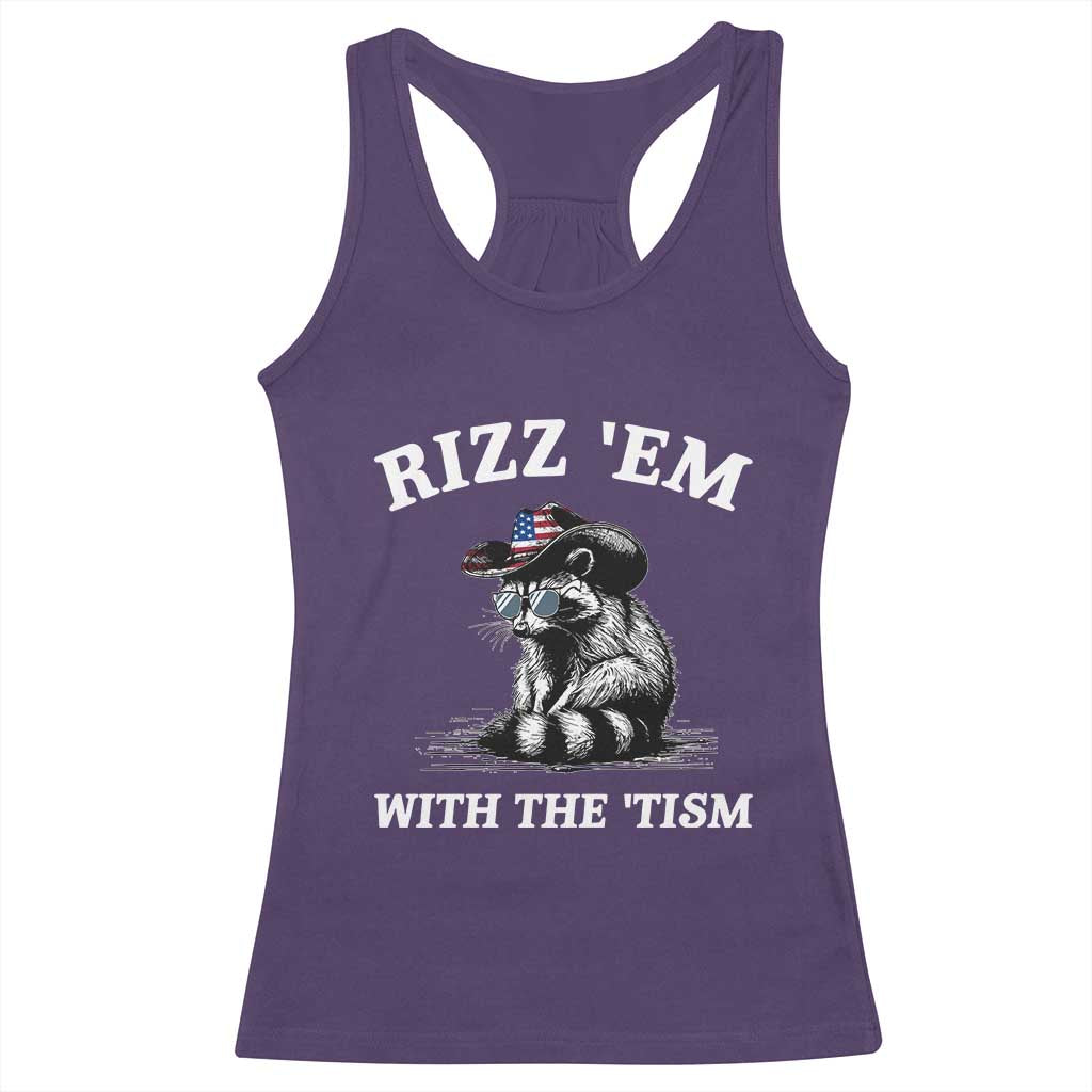 Autism Racoon Cowboy Racerback Tank Top Rizz Em With The Tism TS02 Purple Print Your Wear