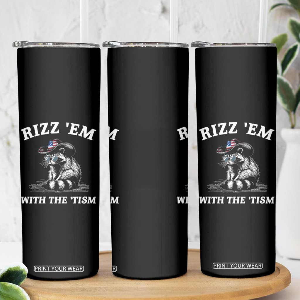 Autism Racoon Cowboy Skinny Tumbler Rizz Em With The Tism TS02 Print Your Wear