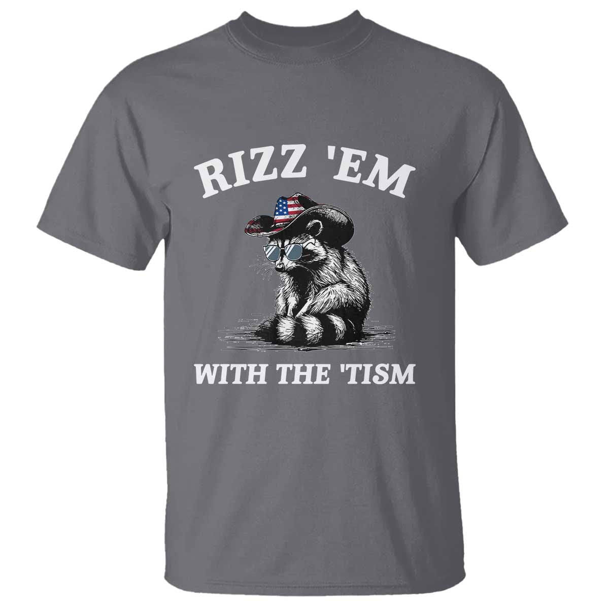 Autism Racoon Cowboy T Shirt Rizz Em With The Tism TS02 Charcoal Print Your Wear