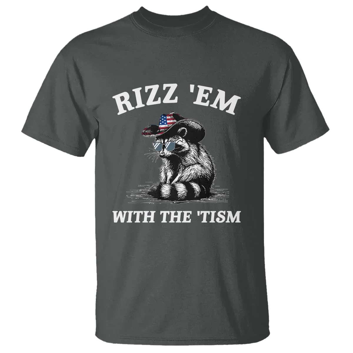 Autism Racoon Cowboy T Shirt Rizz Em With The Tism TS02 Dark Heather Print Your Wear