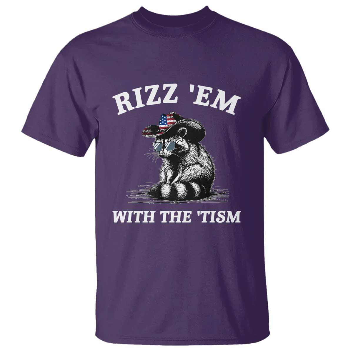 Autism Racoon Cowboy T Shirt Rizz Em With The Tism TS02 Purple Print Your Wear