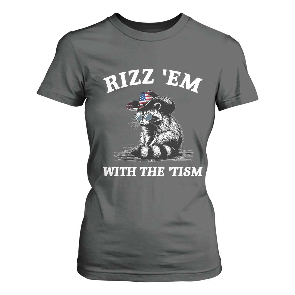 Autism Racoon Cowboy T Shirt For Women Rizz Em With The Tism TS02 Dark Heather Print Your Wear