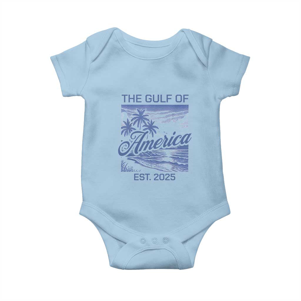 Retro Gulf Of USA Baby Onesie America Est 2025 American Flag TS02 Light Blue Print Your Wear